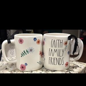 New Rae Dunn ceramic  coffee mug FAITH FAMILY FRIENDS flower mug
